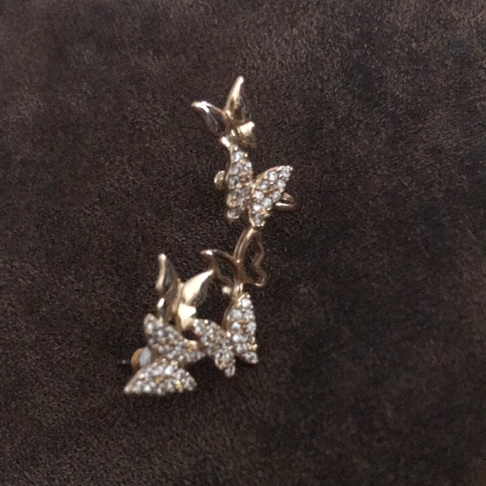 Gold plated cubic zirconia cuff earrings